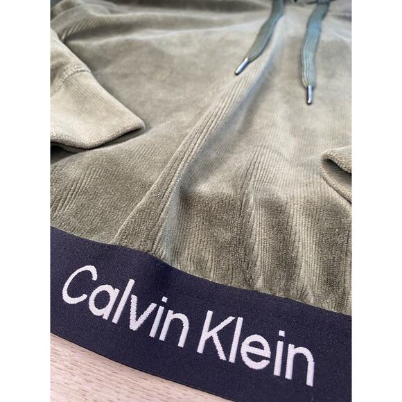 Calvin Klein Performance Size Medium Green Corduroy Hoodie Cropped - Picture 3 of 5